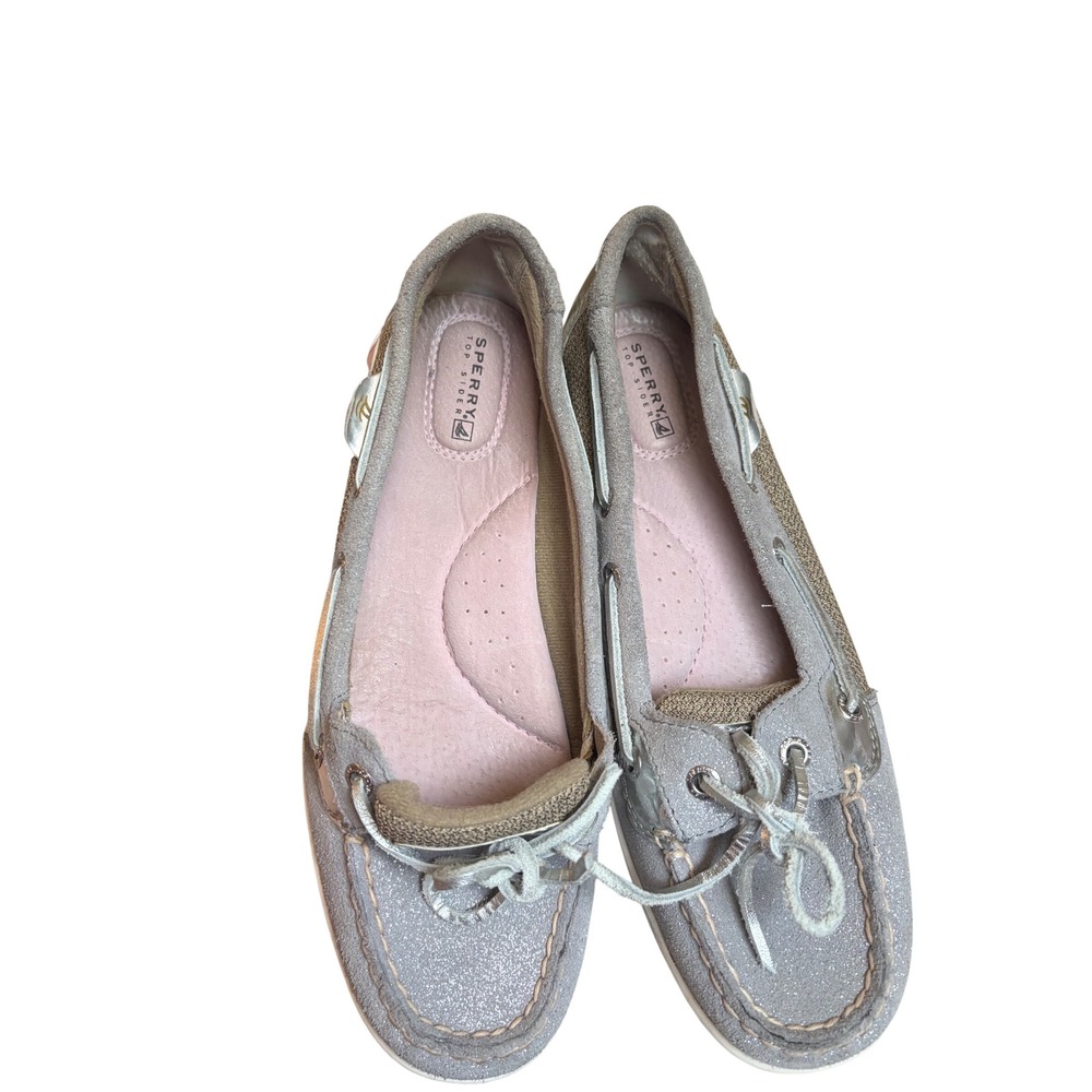 Sperry Top-Sider Angelfish Silver Glitter Leather Boat Shoes 9102971 Womens 9M - Picture 8 of 9